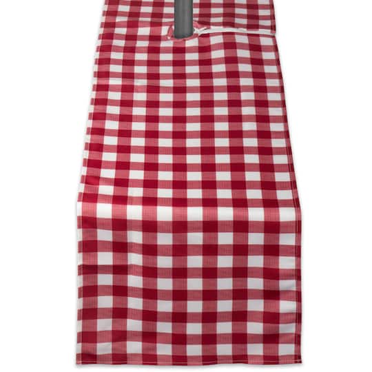 Red Check Outdoor Table Runner With Zipper 14" x 72"